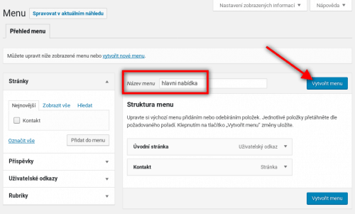 Jak vytvořit hlavní nabídku ve WordPressu