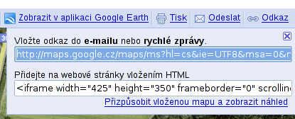 Odkazy na mapu Google Odkazy na mapu Google
