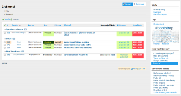 Redmine - tyto úkoly měly být dávno uzavřené